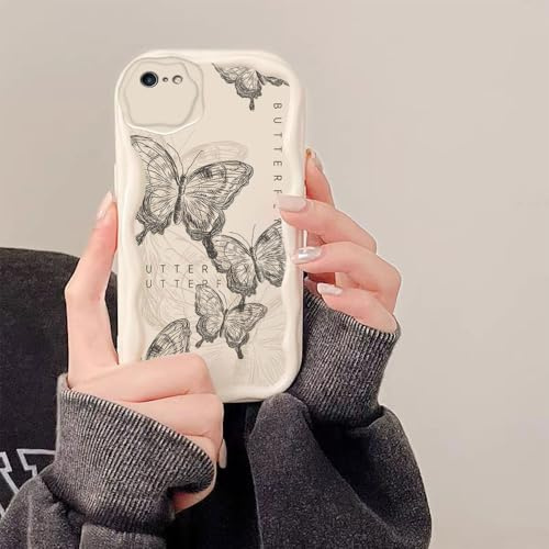 PAIXIKYZ Compatible with iPhone 6 Plus/iPhone 6s Plus Smooth Creamy Wave Design Soft Silicone Case Butterfly