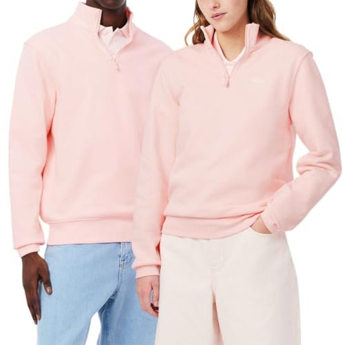 Lacoste Felpa da uomo a collo alto con cerniera (confezione da 1), Rosa fenicottero, M