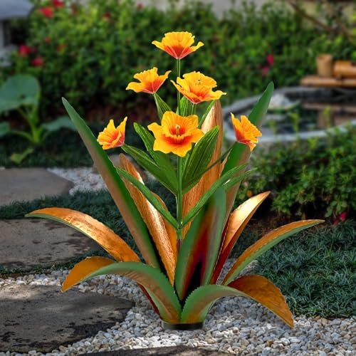 TOMBABY Riesige Metall-Agavenpflanzen, Outdoor-Dekoration, Garten, dekoriert mit Blumen, mexikanischer Hof, Kunst, Pflanze, Garten, Geschenk (Grün, 1 Packung)