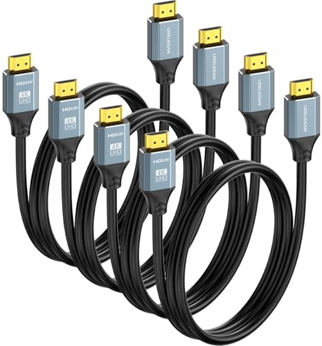 HDMI Cable 3FT 4-Pack, High Speed 4K HDMI 2.0 Cord Pack 3 FT, HDMI Computer Monitor TV Cable 4K@60Hz, 2K@120Hz with Ethernet/ARC, 3D, HDCP 2.2-Compatible with Roku/LG/PS4 PS5/Xbox/Switch/Soundbar