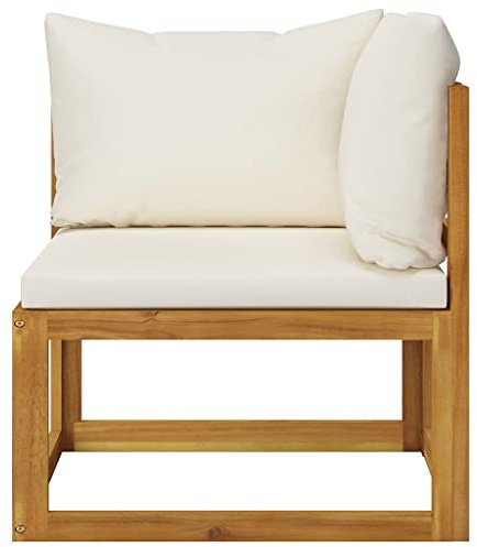 Genérico Wenjingqi 311861 Ecksofa und Kissen, Akazienholz, cremefarben