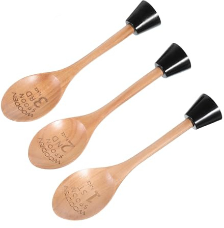 Healifty 3pcs Trophies Wood Spoon Award for Kitchen Cooking Baking Competitions Decor Trophies Set