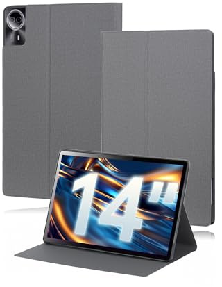 Étui de protection pour tablette TECLAST T70 14 Android 14, toergy fin, en cuir PU, étanche, résistant aux chocs et à la poussière, gris