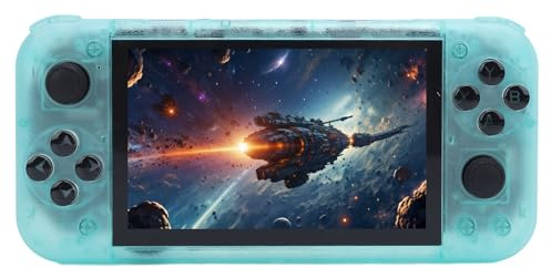 Cryfokt Retro Video Game Console, USB C RGB Lighting 2 GB DDR4 Handheld Game Console HD Multimedia Interface 64 GB für Weihnachten (Transparentes Grün)