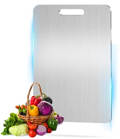 Double-Sided Stainless Steel Chopping Board - Meat, Fish, Fruits and Vegetables - Hygienic, Robust and Durable - Ideal for Professional and Home Kitchen