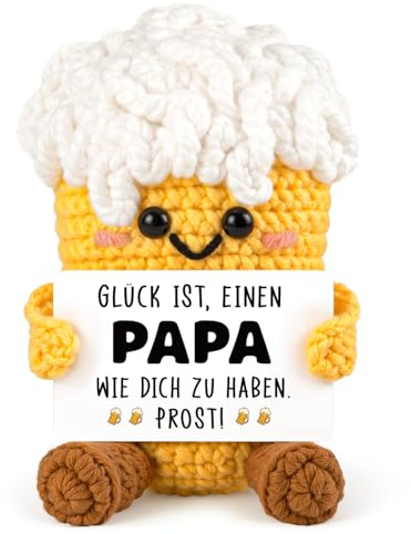 Juratar Lustiges Papa Geschenk - Handgefertigte Häkel Bier Mutmacher | Geschenke für Männer, Vater, Bonuspapa & Stiefvater, Ideale Idee Papa Geschenk zum Geburtstag oder Vatertag 4.6*5.3*8 cm