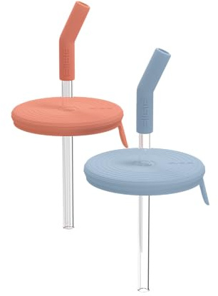 Sigg Kinder Trinkbecher Top mit Strohhalm 2er Set - Ersatzteil Edelstahl Kinderbecher (0.35 L) - Ersatz-Verschluss aus Silikon & Strohhalm aus Tritan - BPA-frei