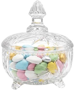 OCEANO Bomboniera Porta Caramelle in Vetro con Coperchio Alzatina Centrotavola Decorativa Portagioie Elegante Contenitore per Confetti, Caramelle e Dolciumi (Trasparente, Vortici)