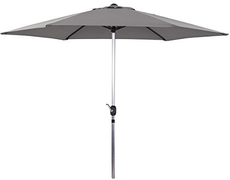 Parasol Jardin Droit Alu Sol - Rond - Ø 3m - Gris