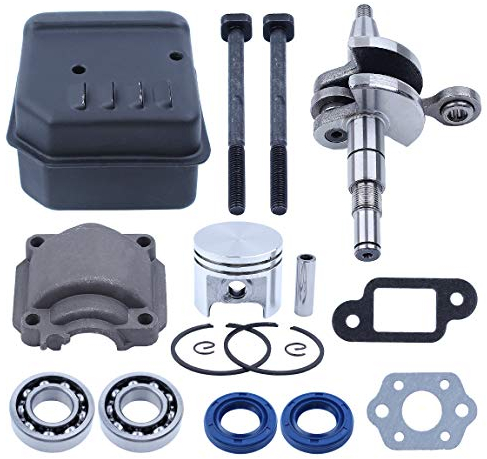 Haishine 37mm Kolben 8mm Pin Kurbelwelle Schalldämpfer Motor Pan für STIHL 017 MS170 Accessoires Öldichtungen Kurbel Kugellager w / 2PC Bolzen Dichtungen