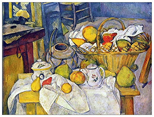 ArtPlaza Cezanne Paul-Still Life with Fruit Basket Panneaux Decoratifs, Bois MDF, Multicolore, 120x90 Cm