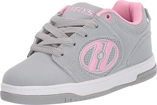 HEELYS Voyager Tennis Shoe, Grey/Light Pink, 13 Little Kid