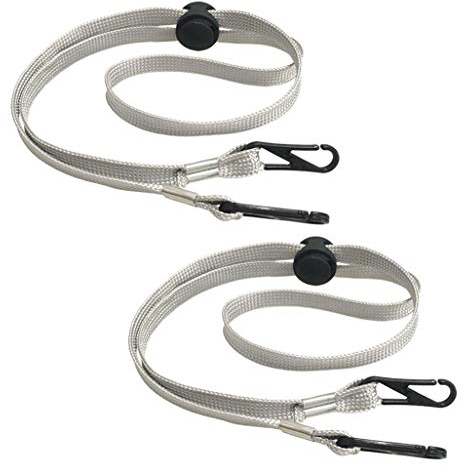 Upstore 2 Stück graue, strapazierfähige, verstellbare Nylon-Winddichte, Kordel, Hut, flexibel, abnehmbare Kinnschnur mit Clips, Halterung für Golf, Bootfahren, Segeln und andere Outdoor-Sportarten