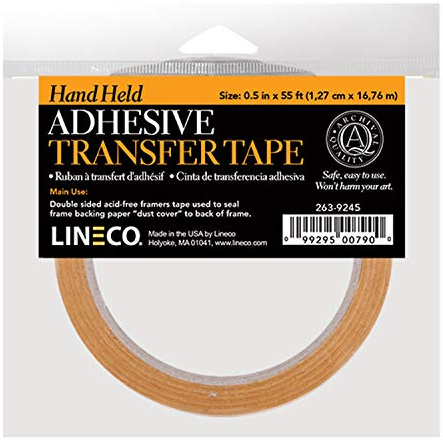 Lineco, Reverse Wound Acid Free 2 mil Adesive Transfer Hand Held ATG Tape. Used in Picture Framing, Mounting of Materials Such as Paper, Wood, Plastics, and Metals
