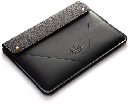 Etui/Hülle für MacBook Pro 13/14 / 15/16 Zoll, Carbon Black, Kompatibel mit MB Air 13/15 inch M1 M2 Tasche, Vintage Italian Leder 100% Wollfilz Laptop Case, Cover, Sleeve, Crazy Horse Craft