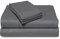 Pizuna Gris Foncé 100% Coton Parure de Lit 2 180x200 Personne avec Traversin, Satin de Coton Mercerisé 400 Fils 1 Drap Housse, 1 Drap Plat, 2 Taie Oreiller, 1 Traversin (Drap de Lit 2 Personnes)