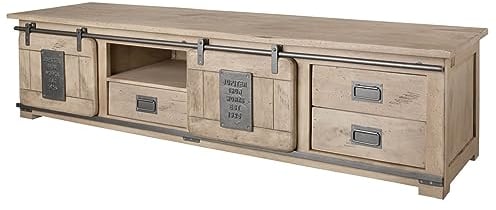 MASSIVMOEBEL24.DE Railway TV-Board 200x55x50 Mango, Farbe:beige lackiert, Größe:200x55x50 cm (BxTxH)