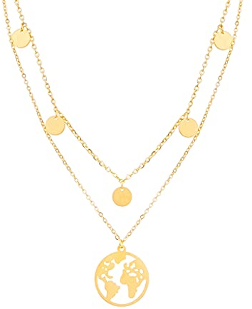 a little something® Halskette Noord | Damen Layer Kette mit 18 Karat Vergoldung (Gold & Roségold) | Inklusive nachhaltiger Geschenkverpackung mit FSC®-Zertifikat