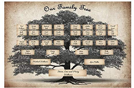 Kbsin212 Arbre généalogique à remplir - Tableau à remplir - Toile - 6 générations - Poster généalogique - Grands-parents - Personnalisé - Décoration urale