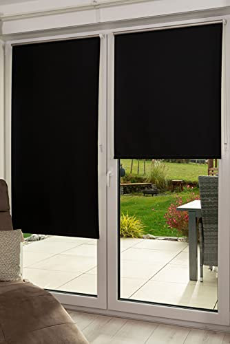 K-home Verdunklungsrollo, Polyester, Schwarz, B95 x H150 cm