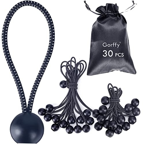 Gorffy Spanngummis mit Kugel 30 Stück, 12+ 22 cm Latex Planenspanner mit Kugel, Zelt Gummispanner mit Kugel, Spanngummi mit Kugel für Banner, Plane, Pavillon und Zelt