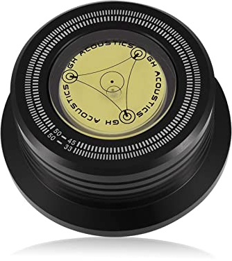Stabilizzatore del Peso del Disco 50Hz con Livella a Bolla, per Eliminare le Vibrazioni, Morsetto per Dischi in Lega di Alluminio per Giradischi LP Giradischi in Vinile(Nero)