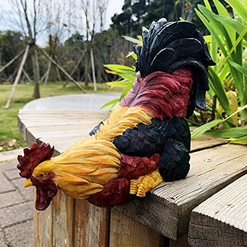 Handsider Figuras de jardín, estatuas de Gallo, decoración artística, Adornos de Pollo, Accesorios de Escultura al Aire Libre, decoración para Patio, Estanque de césped, estatuas de jardín (Rojo)