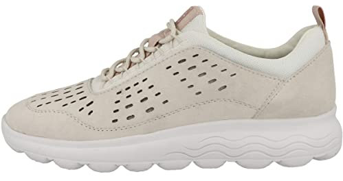 Geox Women's D Spherica Sneaker, Blanco Crema, 38 EU