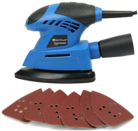 Electric Sander, 135W Orbital Sander, 13500RPM Mouse Detail Sander for Wood, Electric Sander with Dust Extraction Port, 6PCS Sandpaper Included