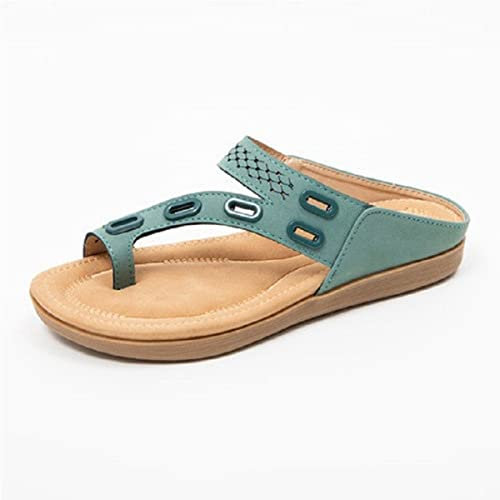 Sandales Orthopediques Femmes Hallux Valgus, Nu Pieds Sandales à Bout Ouvert avec Soutien de La VoûTe Plantaire Tong Femme Compensees Confort Sandales de Plage pour Gros Orteils(Size:40EU,Color:vert)