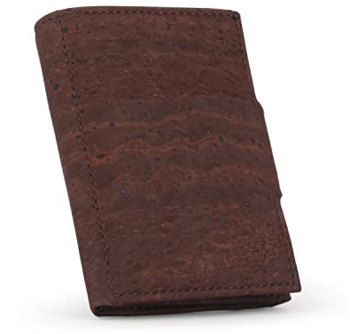 DONBOLSO Wallet NextGen Korkleder I Slim Wallet mit Münzfach I Geldbeutel mit RFID Schutz I Kartenetui bis 11 Karten I Mini Portemonnaie für Herren und Damen I Geldbörse I Kork Braun