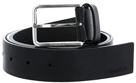 Calvin Klein Herren Gürtel Ledergürtel, Schwarz (Ck Black), 100 cm
