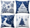 Weihnachten Kissenbezüge Samt Kissenhülle für Schlafzimmer Sofa Couch Kissenbezug zum Weihnachten,Kissenbezug mit Hirsch Schneeflocke Druck Kissenbezüge für Weihnachten,4 Stücke 45x45cm,Blau