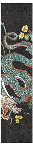 KAAVIYO Dargongrüne Blätter Japan Skateboard Griptape rutschfest Selbstklebend Longboard Griptapes Aufkleber Griffband 9x33in,44x10in(1pcs)