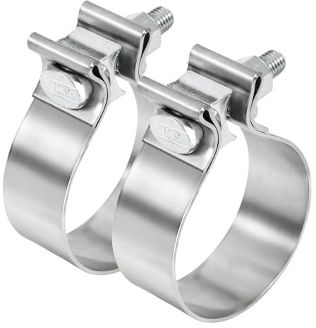TIROL 2.5 inch Exhaust Clamp, 2 1/2 Exhaust Clamp Stainless Steel Narrow Band Muffler Clamp for 2.5 OD Exhaust Pipe, Muffler Pipe 2Pcs