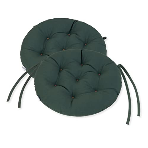 HAVE A SEAT Living - Sitzkissen Rund 40cm - 2er Set - Bequeme Sitzkissen Outdoor - Waschbar bis 95°C, Wetterfest, Orthopädisch - Made in Germany (2er Set - Ø 40cm, Moosgrün)