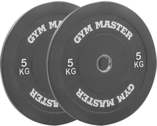 GYM MASTER 2 Coloured Rubber Bumper Plates for Olympic Barbell Weight Lifting