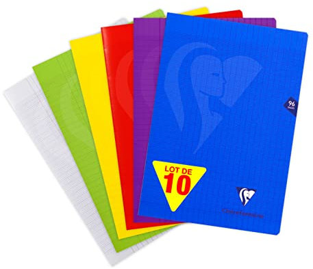 Clairefontaine 303161C - Packung mit 10 Heften Mimesys DIN A4 21x29,7cm, 48 Blatt, PP Einband, farbig sortiert, 1 Pack