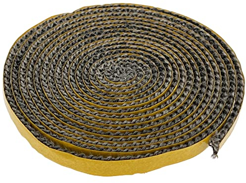 Ofendichtschnur, Länge 2,5 m Runddichtung, feuerfeste Glasfaserschnur, graphitgrau, Dichtung für Kamin-Räucherofentür, Hitzebeständig bis 550 °C (Band: 10mm x 2mm)