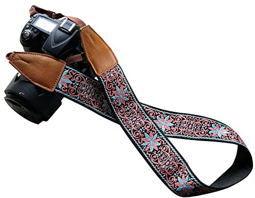 Lebensstyle Breite Kameragurt Kamera Zubehör Kameraband Hals/Schultergurt Einstellbar Vintage Design Camera Strap Camcorder Fernglas Fotograf（Rosa）