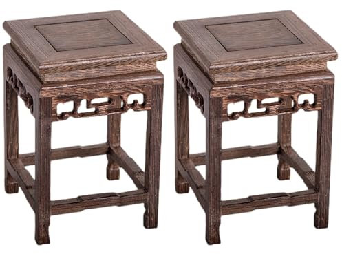 Cabilock 2pcs Plant Stools Indoor Antique Display Stand Indoor Plant Pots Jade Plant Vase Display Stand Planter Pots for Balcony Flower Pot Holder Wooden Frame Chinese Style