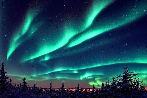 adrium Acryl-Bild 140 x 90 cm: Aurora Borealis (Nordlichter), Polarlichter realistische 2D-Illustration auf Nachthimmelhintergrund. (191675193)