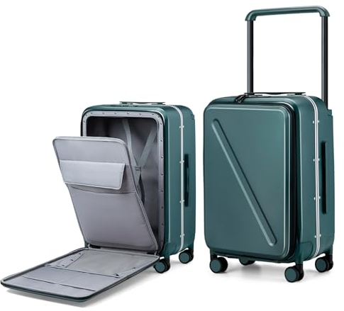 MILADA Gepäckkoffer mit breitem Griff, Schwarzes Grün, 20-Inch Carry-On, Für Reisen