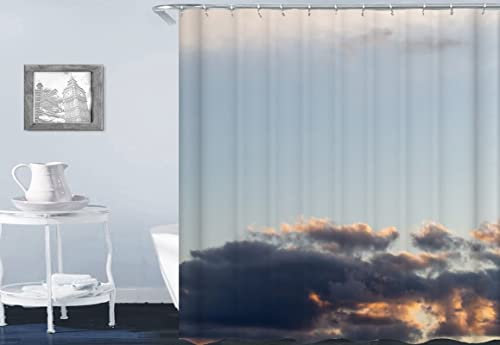 Mesnt Duschvorhang Polyestergewebe, Himmel und Wolken Badezimmer-Duschvorhang mit Metallösen, Bunt, 180x180cm