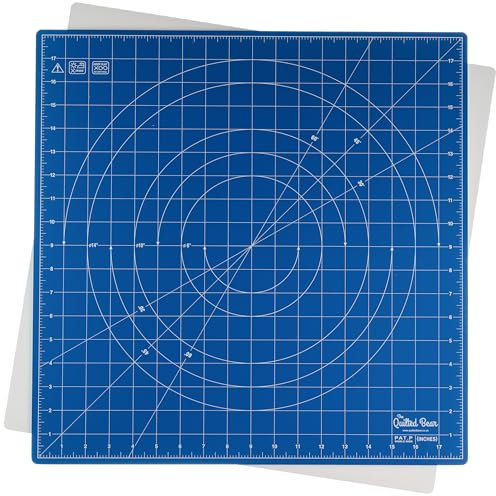 The Quilted Bear Rotierende Schneidematte/Bastelmatte 47.5 x 47.5 cm, selbstheilend und 360° drehbar, innovatives Verriegelungsdesign, rutschfeste Unterseite, mit 30/45/60-Grad-Markierungen (Blau)