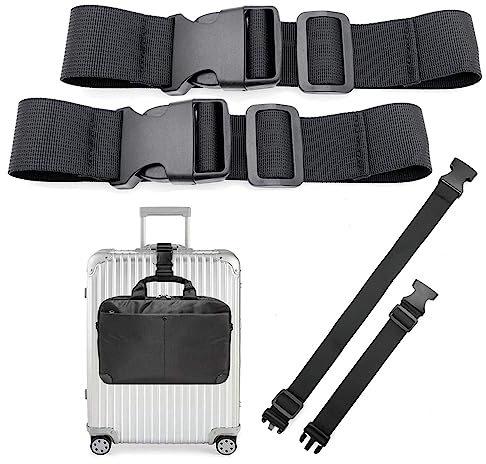 JZK 2 Stück 30–50 cm kurzer Gepäckgurt für Koffer zum Hinzufügen einer Tasche, Gepäckbefestigungsgurt für zwei Koffer, Gepäckverbindergurte, Schnellverschluss-Schnallenriemen, Nylon-Verpackungsgurte