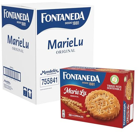 Fontaneda MarieLu Galletas Originales, 60% cereales, Deliciosa fuente de fibra, 16 Cajas de 550 g