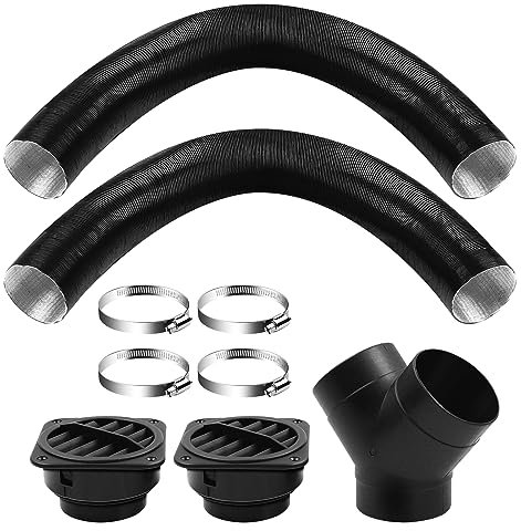 Set di Accessori per Riscaldamento Diesel - Tubo T/Y 75 mm, Connettore per Uscita dell'Aria 2 KW, Tubo di Riscaldamento da Pavimento, Presa dell'Aria Calda, Clip (2 Tubi a Y)
