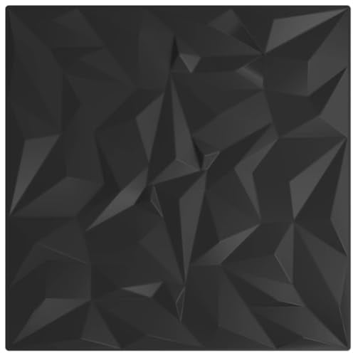 vidaXL Wandpaneele 48 Stk., Wandverkleidungen für Schlafzimmer Wohnzimmer Flur, Paneele für Wanddekoration, Wandplatte Wandfliese, Schwarz EPS Amethyst