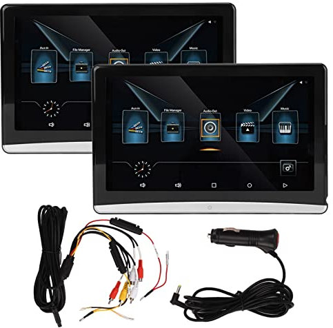 10.6 4K Car TV Headrest Video Players with 3G and 16G Android 10.0 System Support WiFi/Bluetooth/HDMI/USB/SD/FM Rear Seat Portable Monitor Tablet Entertainment Accessories